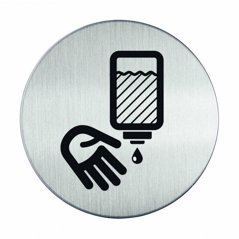Pictogram Sanitize Hands 4903 Stainless Steel Self-Adhesive Toilet Sign 83mm