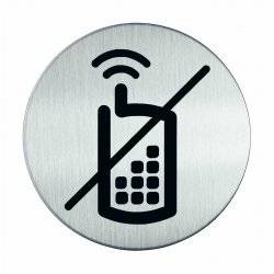 Pictogram No Mobile Phones Allowed 4917 Stainless Steel Self-Adhesive Sign 83mm